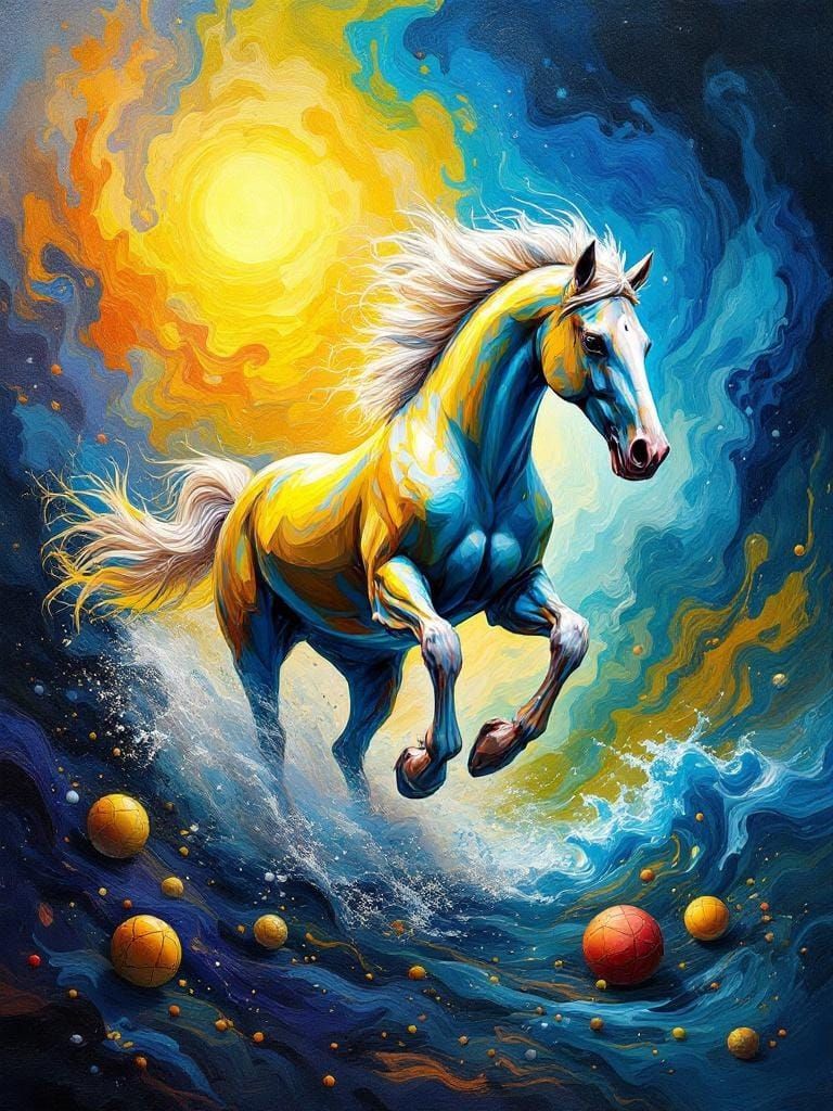 Surreal Horse Running Free in Dreamlike Landscape