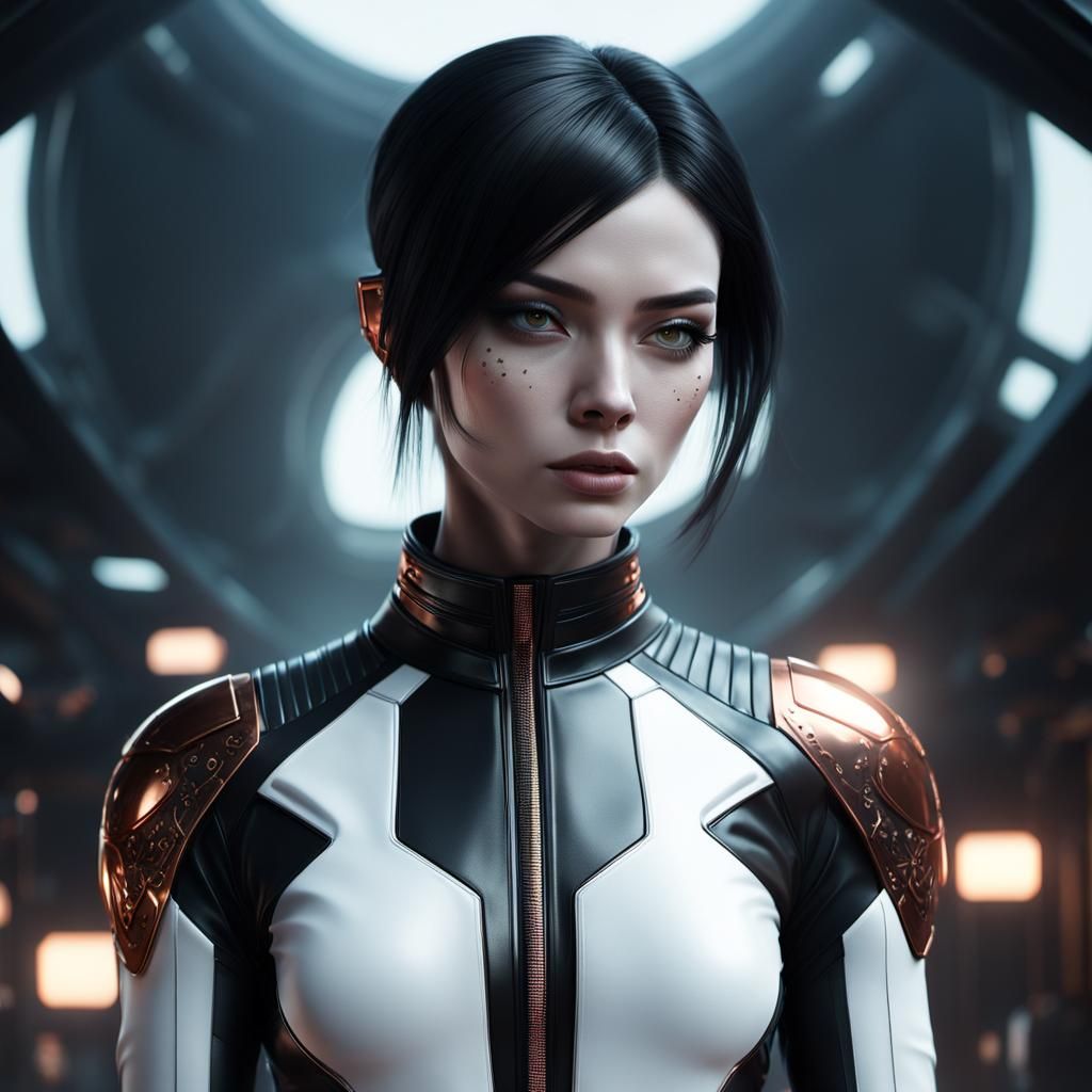 Alien Girl in Cyberpunk Catsuit: 3D Rendering