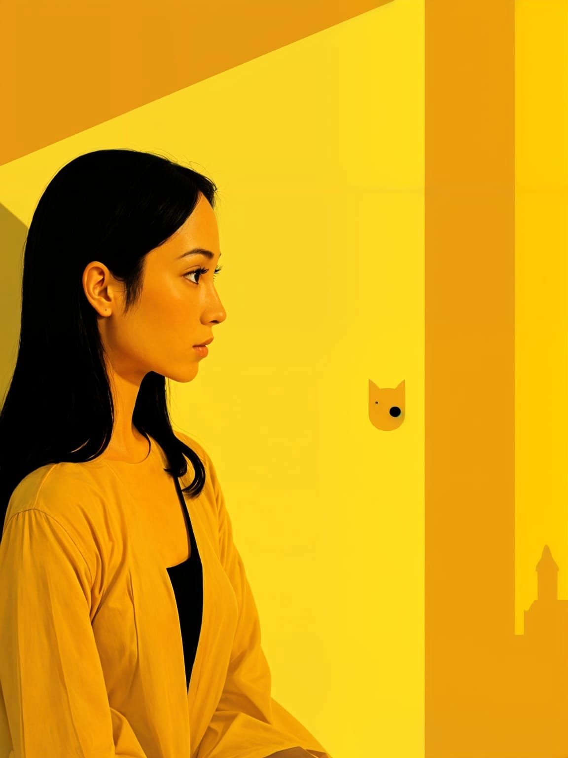 Minimalist Yellow Portrait Art