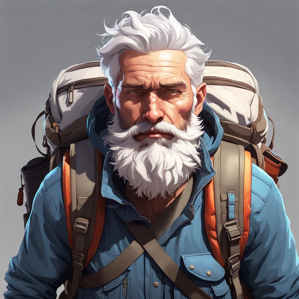 Bearded Explorer Portrait in Detailed Digital Art Style