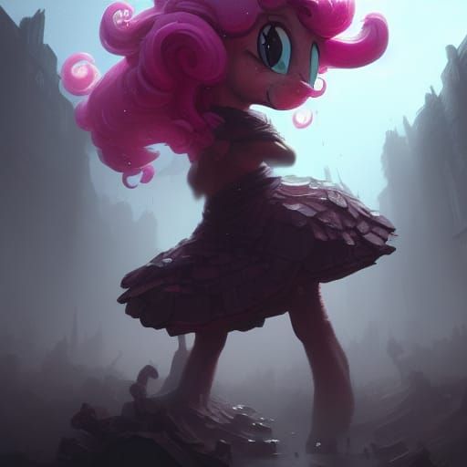 Horrific Pinkie Pie in Dark Fantasy Style