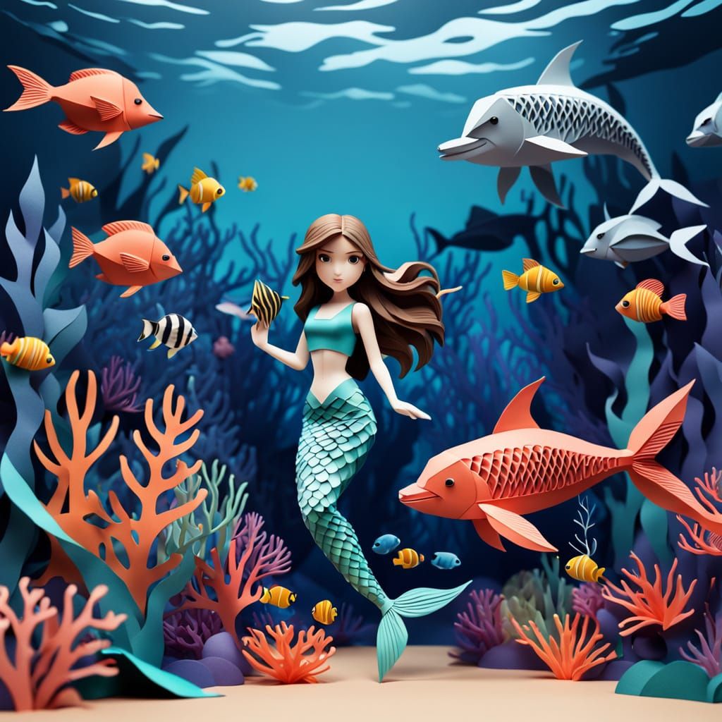 Kirigami Mermaid Underwater Photo Shoot