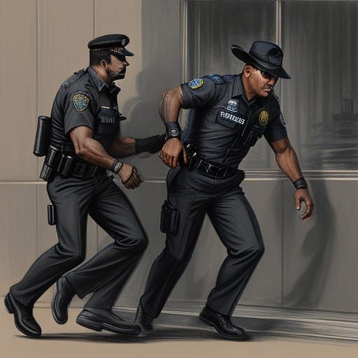 Gritty Detective Grabs Thug in Charcoal Realism