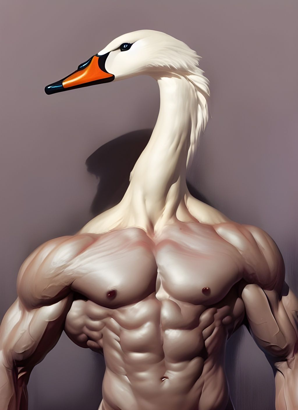 Surreal Swan-Man Hybrid Creature as Digital Art
