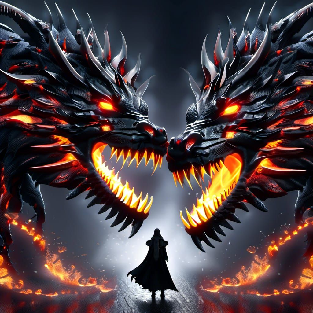 Gothic Black Dragon with Intricate Ink Fur