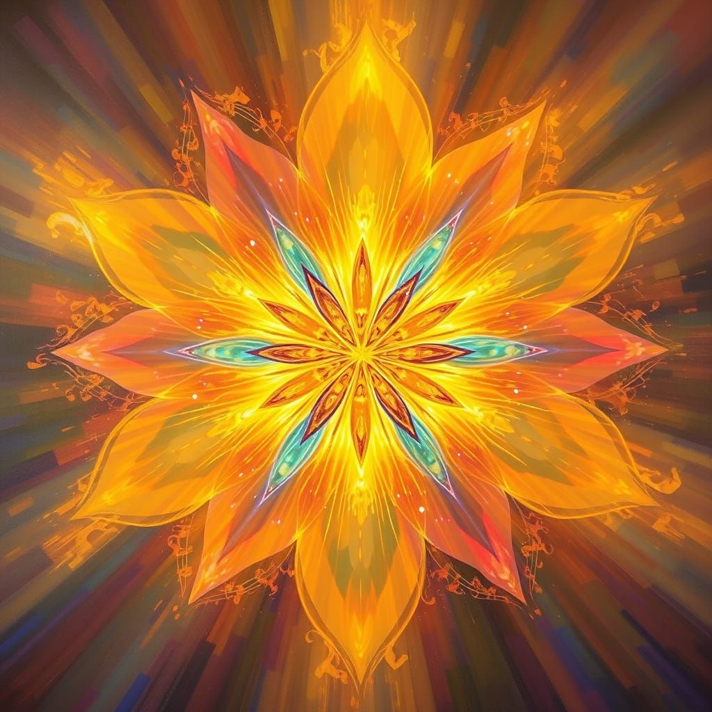 Surreal Golden Light Flower in Klimt-Inspired Realism