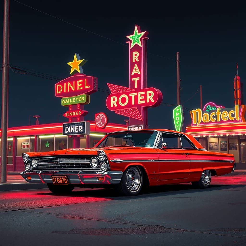 1965 Ford Galaxie 500 in Retro-Futuristic Style