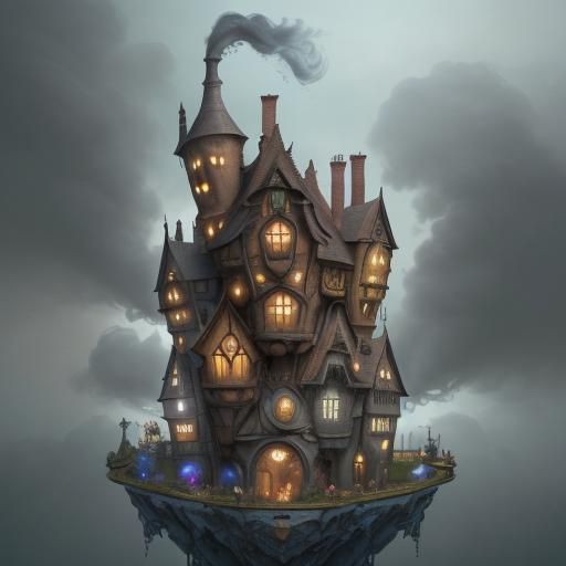 Topsy-Turvy House: Fantastical Matte Painting