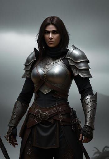 Middle-Eastern Female Warrior Outside Tavern