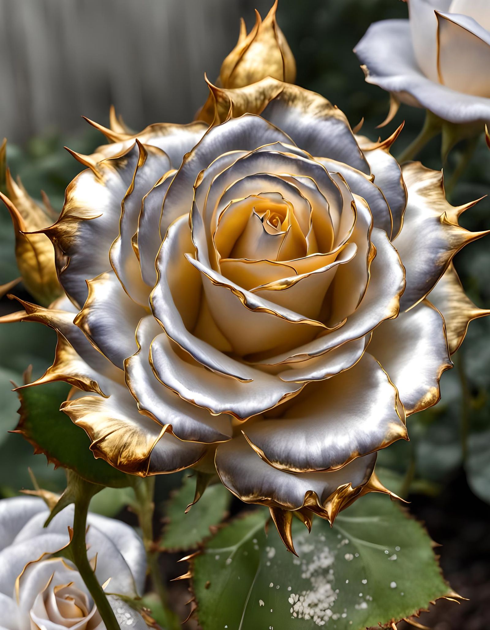 Silver Rose with Liquid Gold Trim