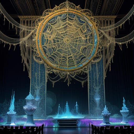 Intricate Spiderweb Sculptures in Grand Hall
