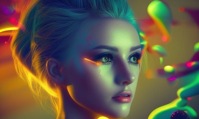Sparkling Woman in Pop Surrealism Style