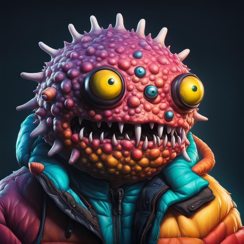 Hyperrealistic Puffer Jacket Monster Concept Art