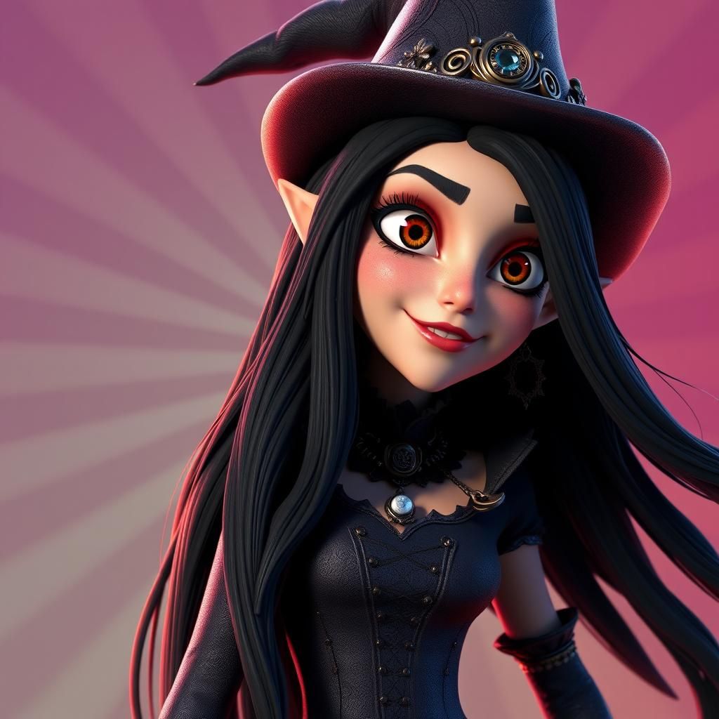 Gothic Steampunk Witch in 3D Digital Art