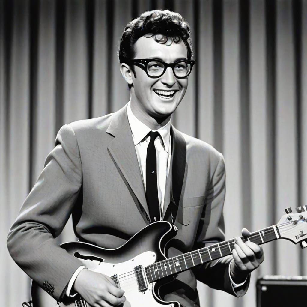 Rock Legend Buddy Holly in Sepia Black and White