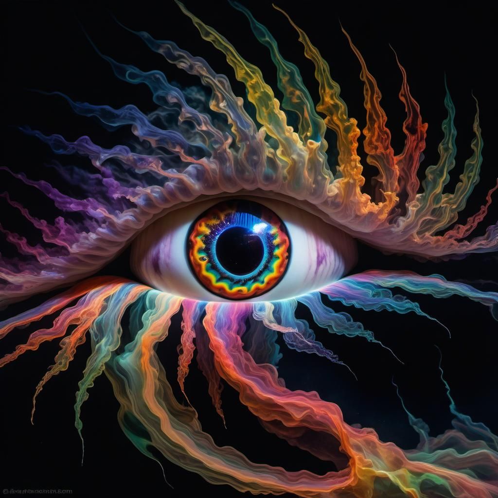 Colorful Non-Newtonian Jellyfish Lake in Psychedelic Style