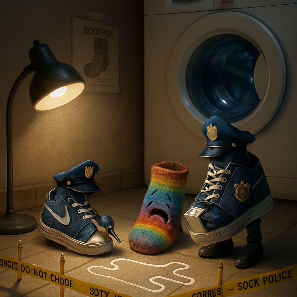 Sock Crime Scene: Hyperrealistic Laundry Room Comedy