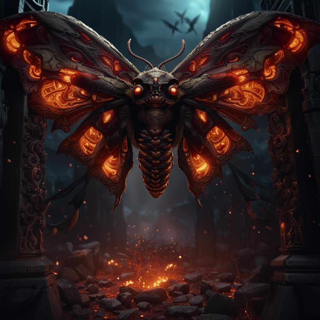 Death Head Moth Emerges from Demonic Hellgate