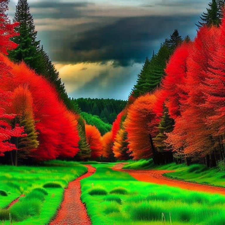 Vibrant Autumn Forest Landscape in 8K HDR