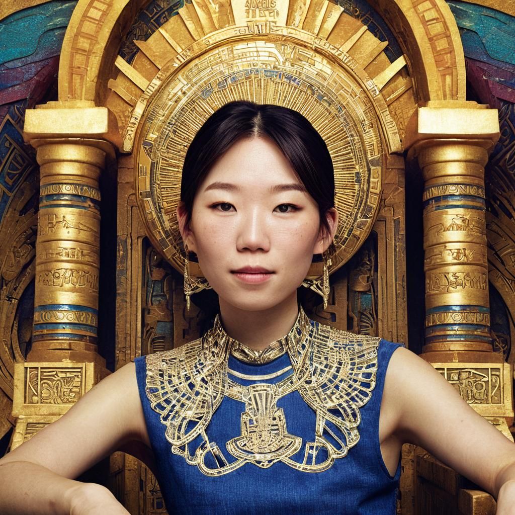 Pharaoh on Golden Throne: Dynamic Concept Art