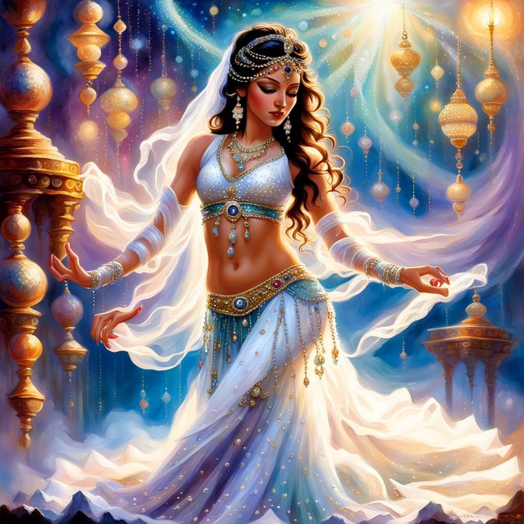 Meditative Belly Dancer in Ethereal Fantasy Style