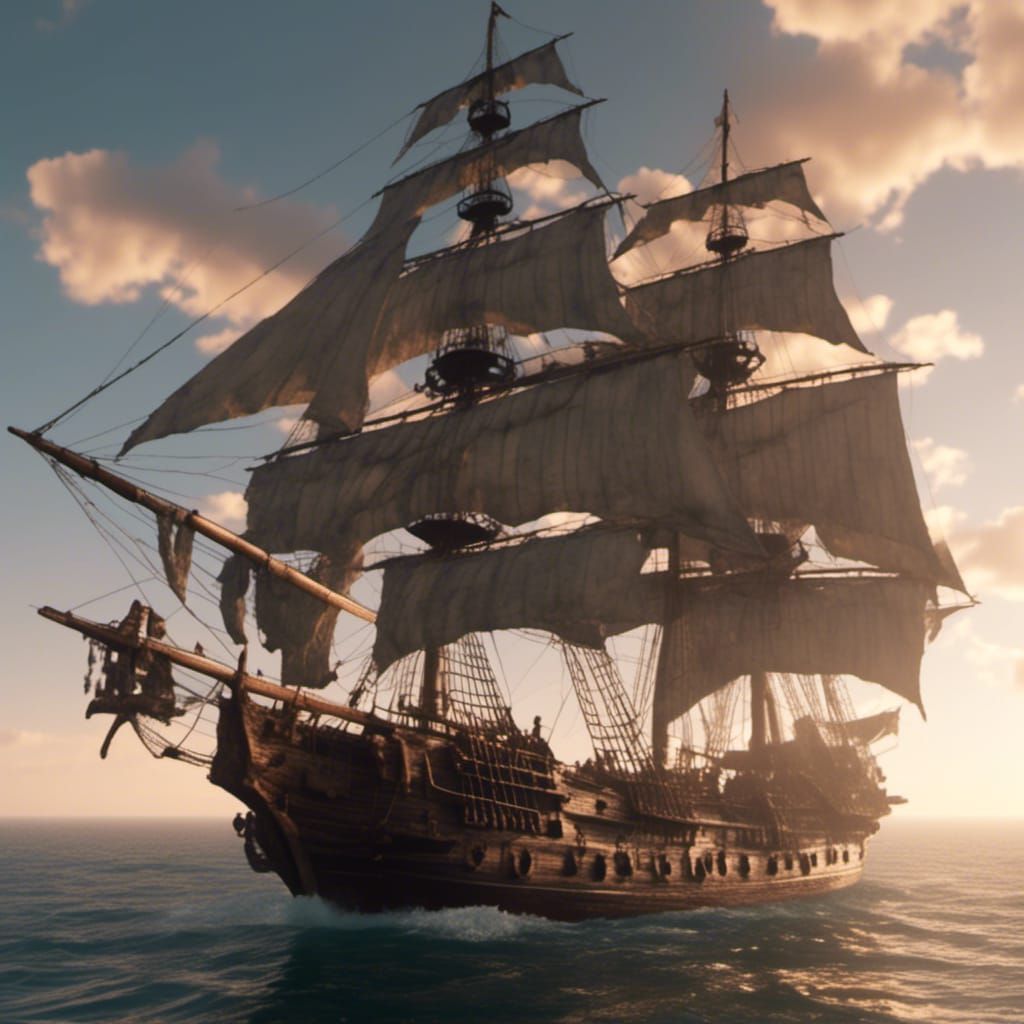 Realistic Ancient Wooden Clipper Ship in 8K