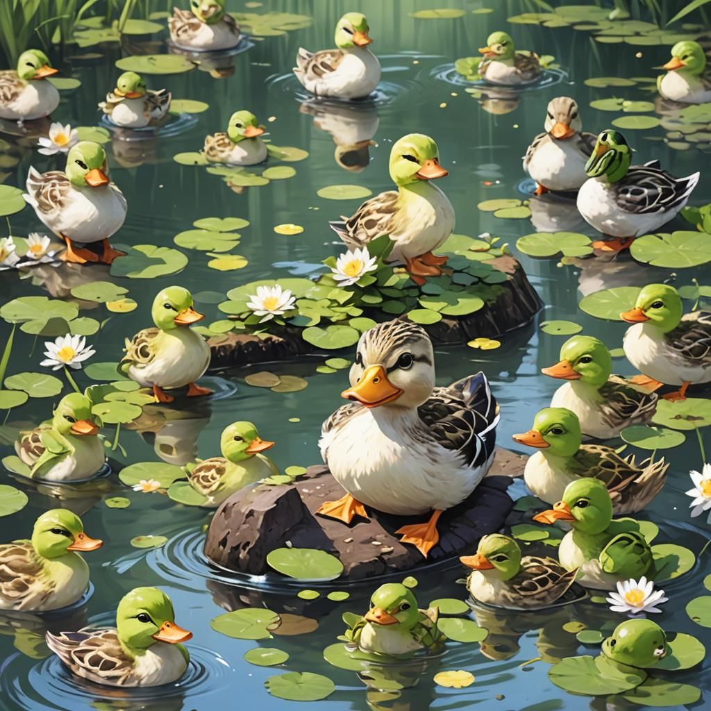 Duck and Frog: Anime-Style Cute Companions
