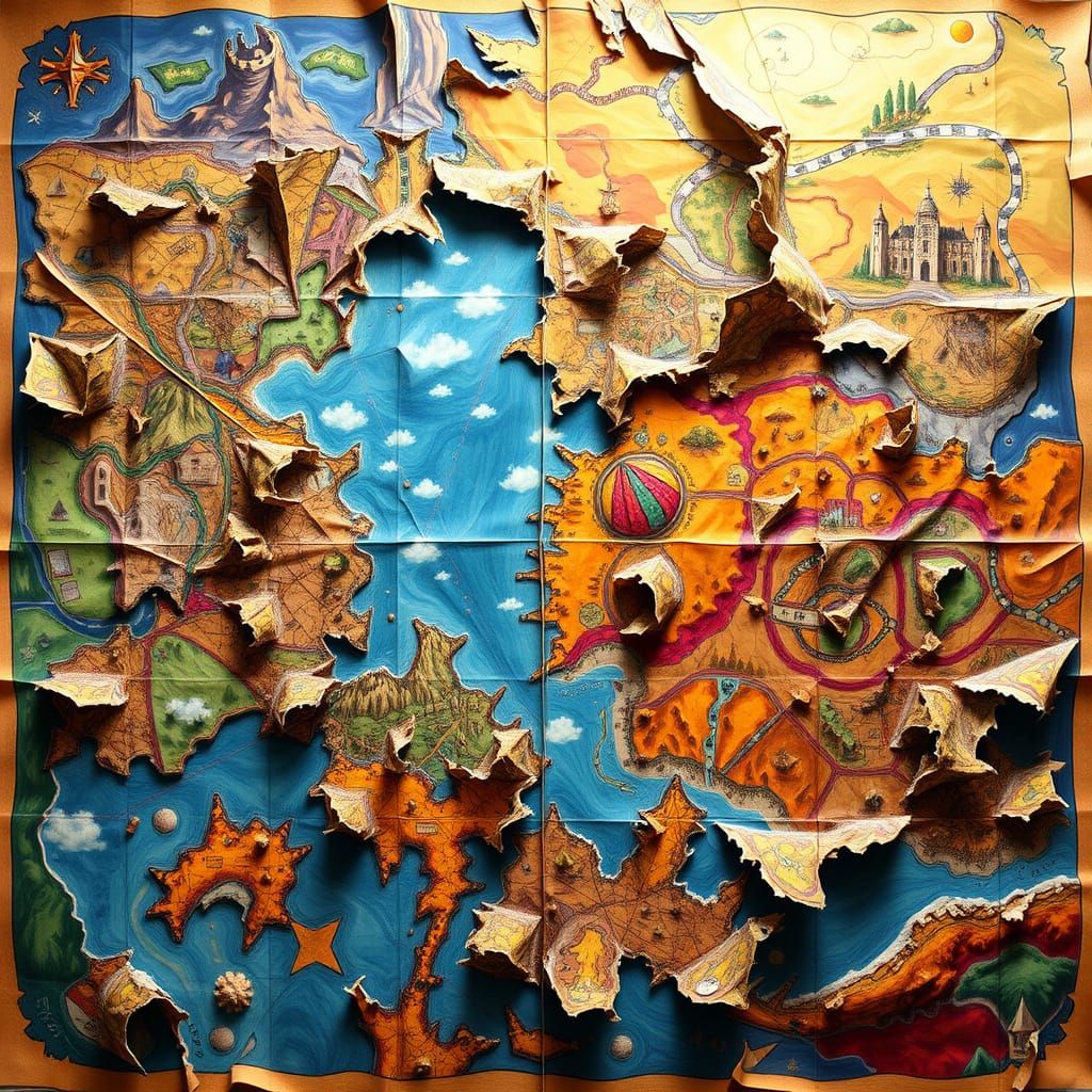 Surreal Board Game Map Explores Frayed Realities