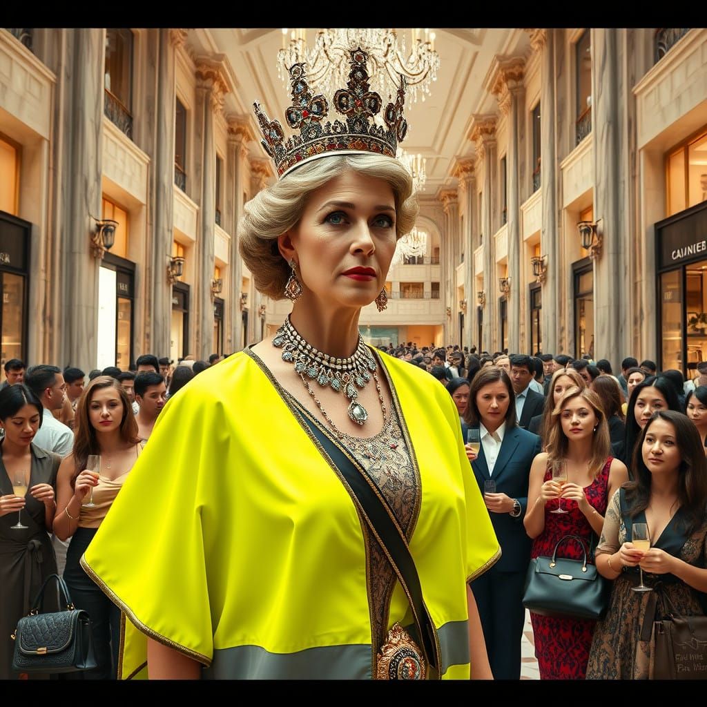 Surreal Royal Encounter in a Luxury Shopping Mall
