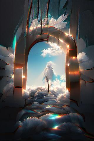 Heavenly Gates: Silver Archway in Divine Light