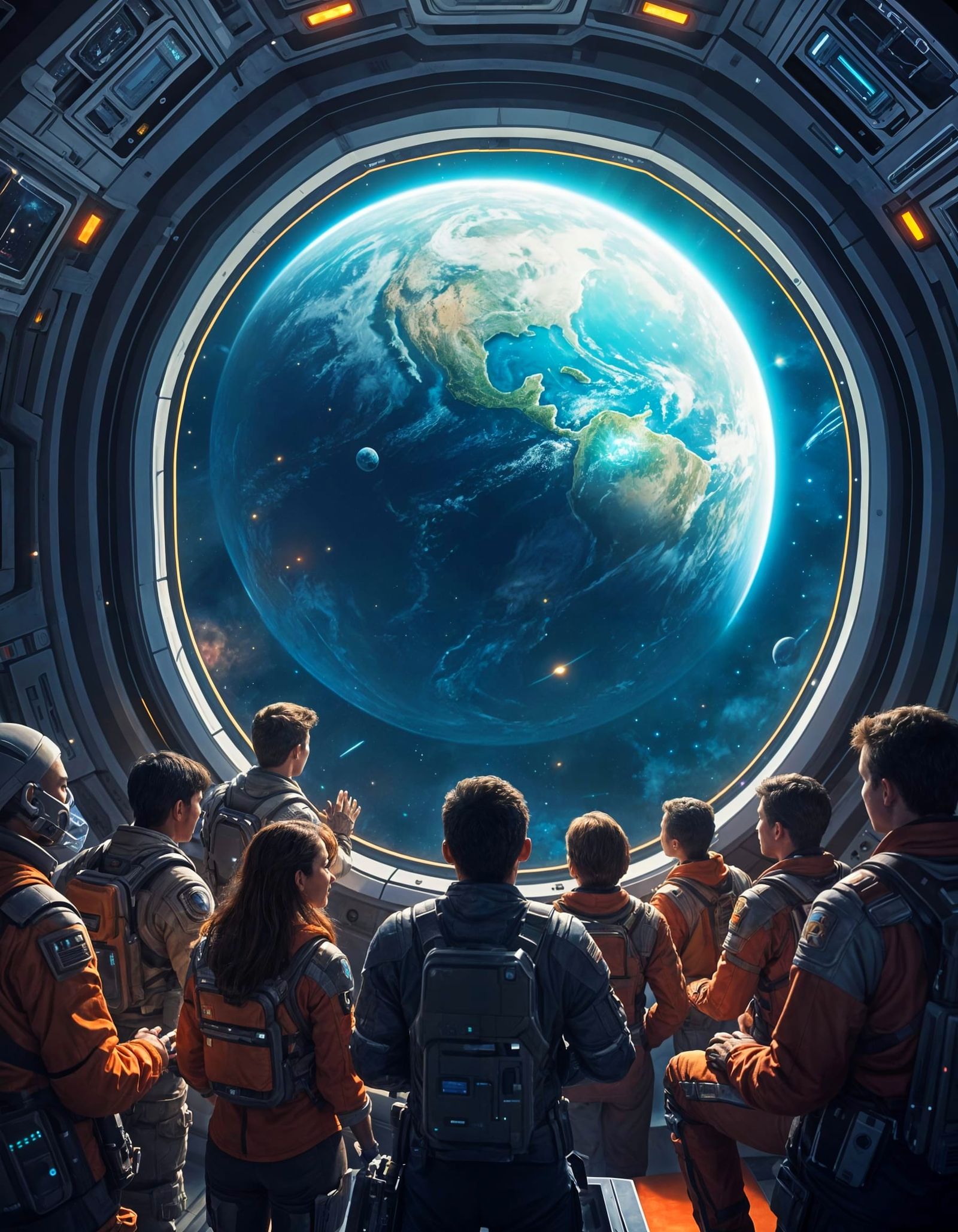 Spaceship Crew Returns to Earth: Sci-Fi Joy