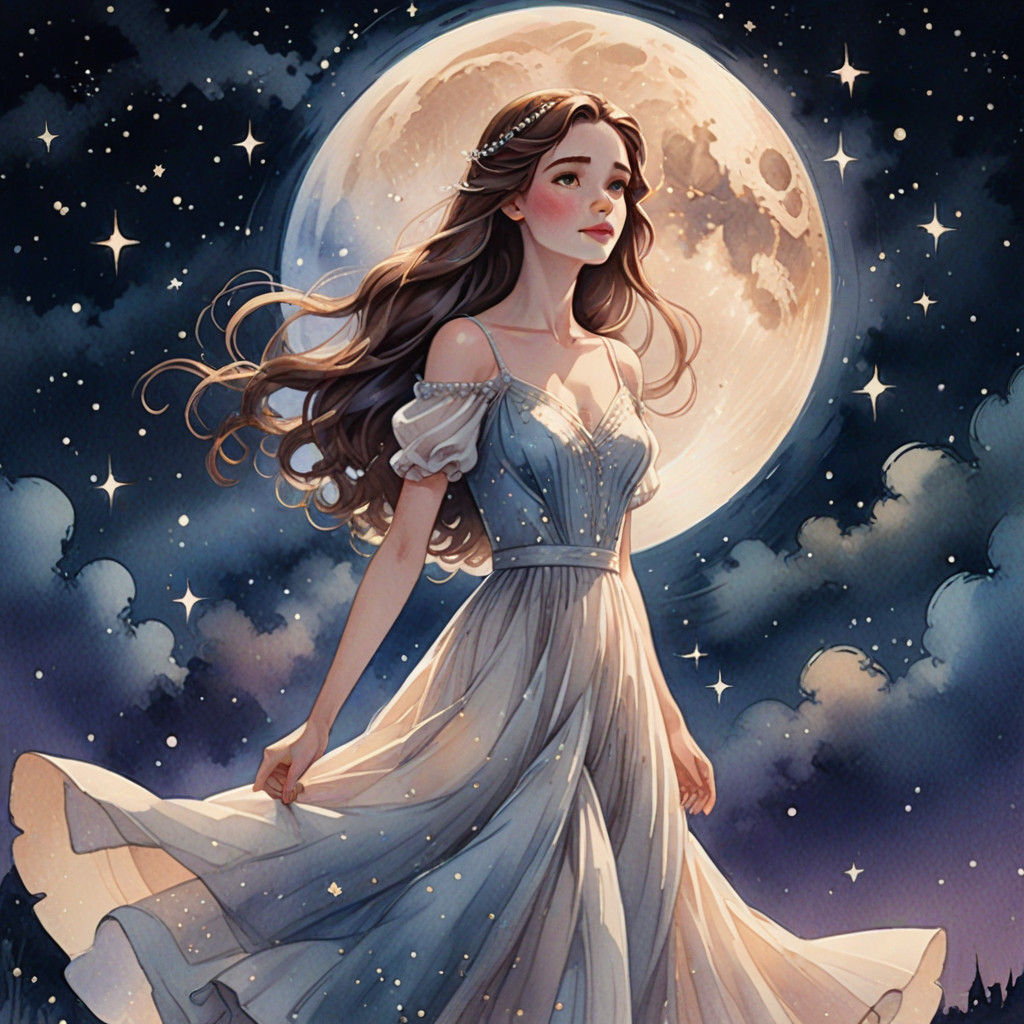 Ethereal Disney-Inspired Goddess Under Full Moon