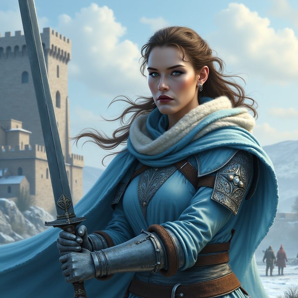 Medieval Knight in Light Blue Armour