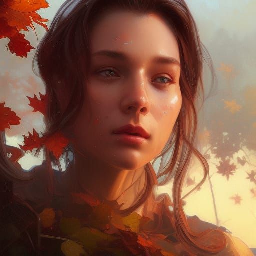 Autumn Landscape Portrait in Oil, Hyperdetailed
