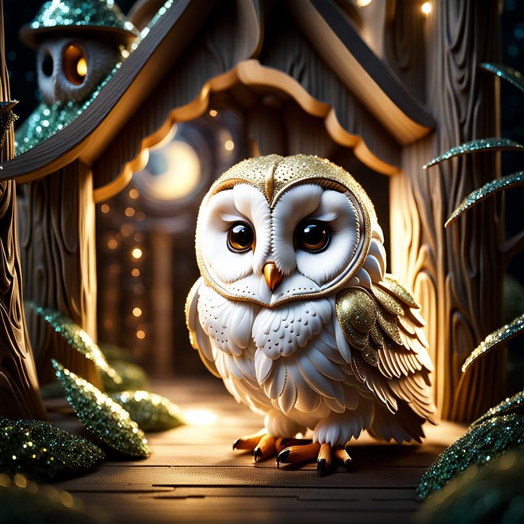 Anthropomorphic Barn Owl in Visionary Fantasy Style