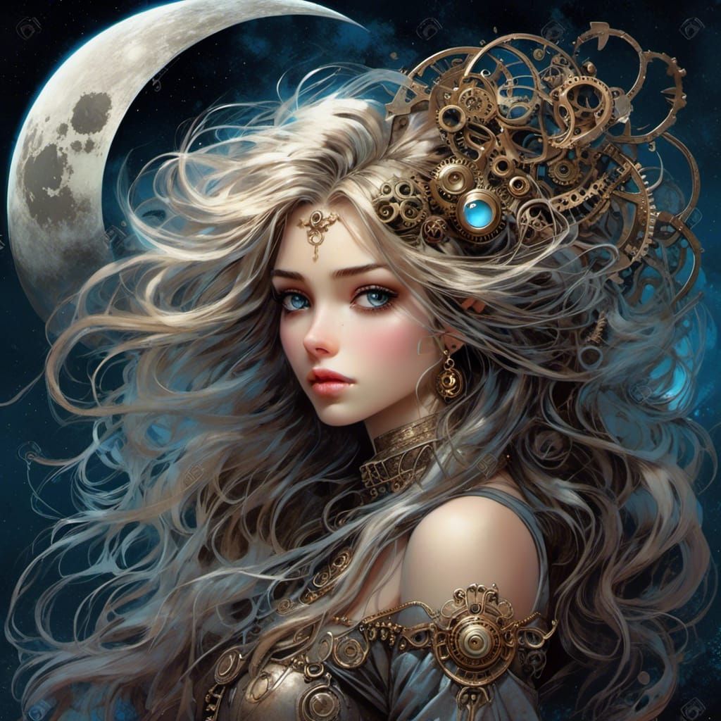 Steampunk Fairy on the Moon