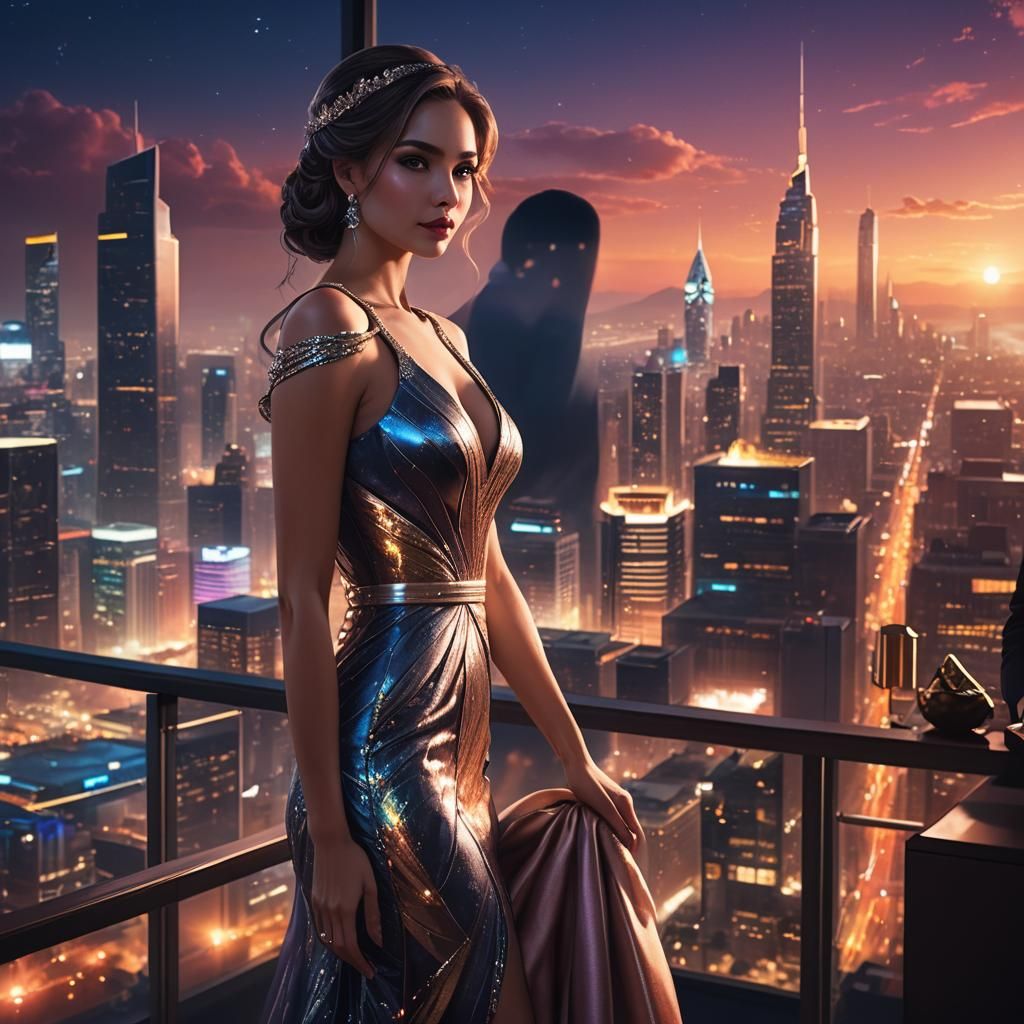 Romantic City Night: A Matte Painting in Fantasy Realism