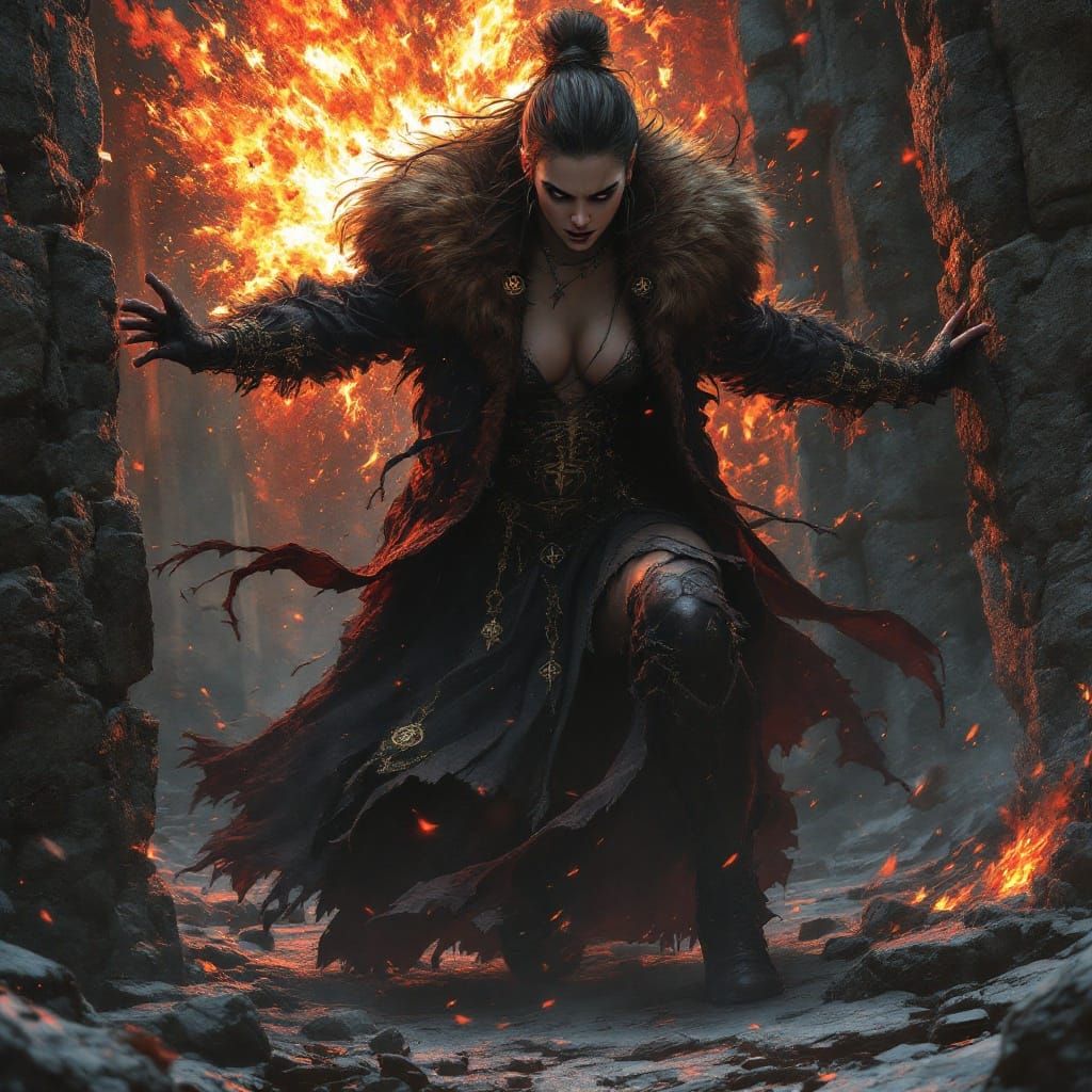 Fierce Fantasy Warrior Unleashes Fury in Luxurious Tattered....