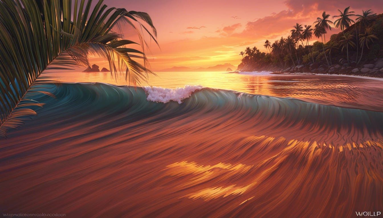 Tropical Island Sunset Fairytale Composition