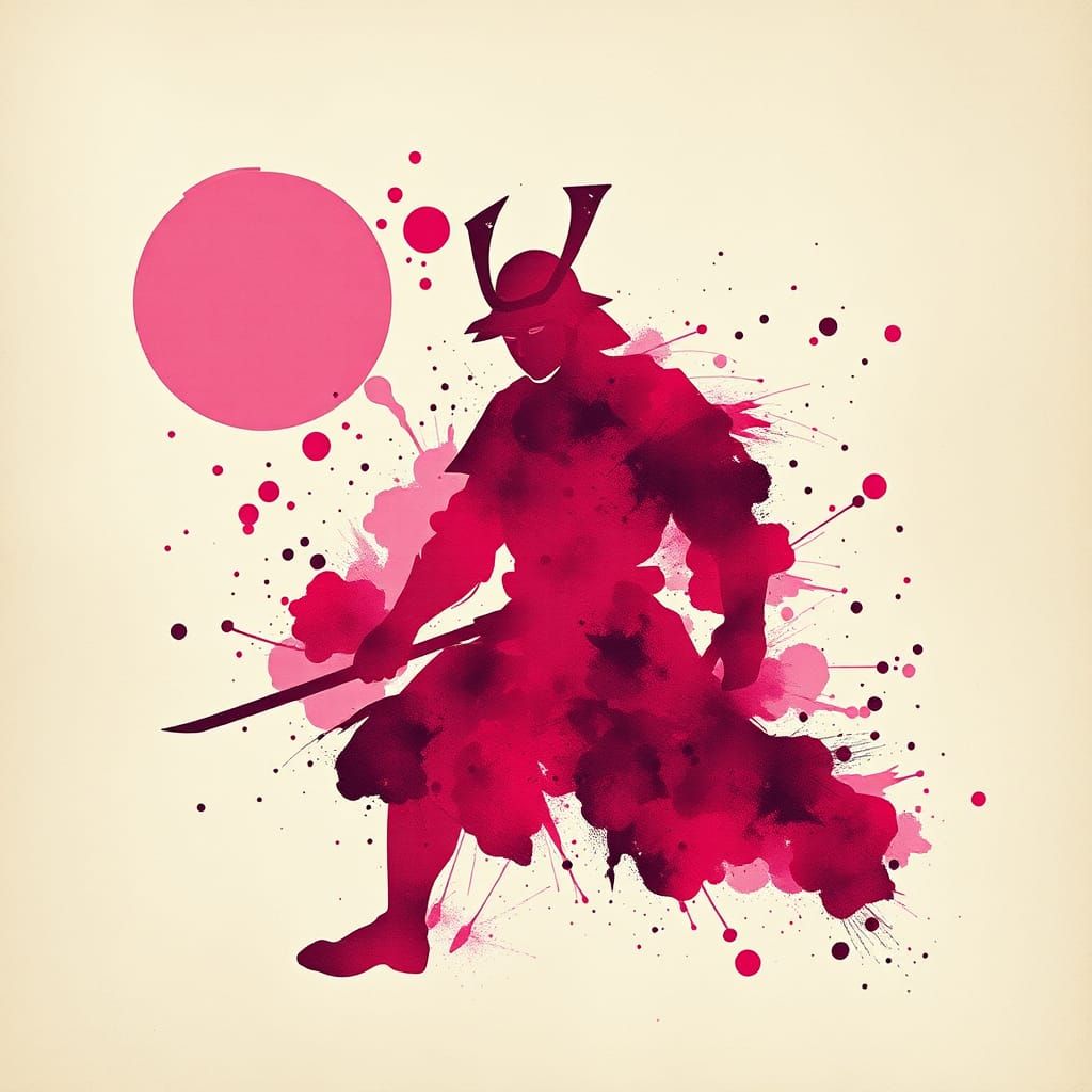 An abstract ink splatter artwork where the silhouette of a s...