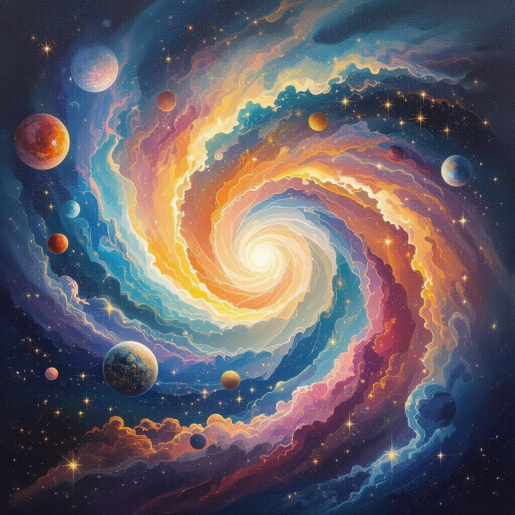 Surreal Cosmic Galaxy Painting of Celestial Wonder