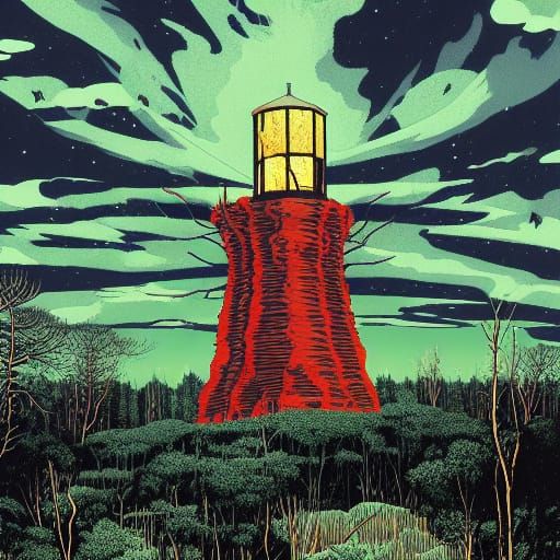 Hyperdetailed Watchtower Illustration in Modern European Sty...