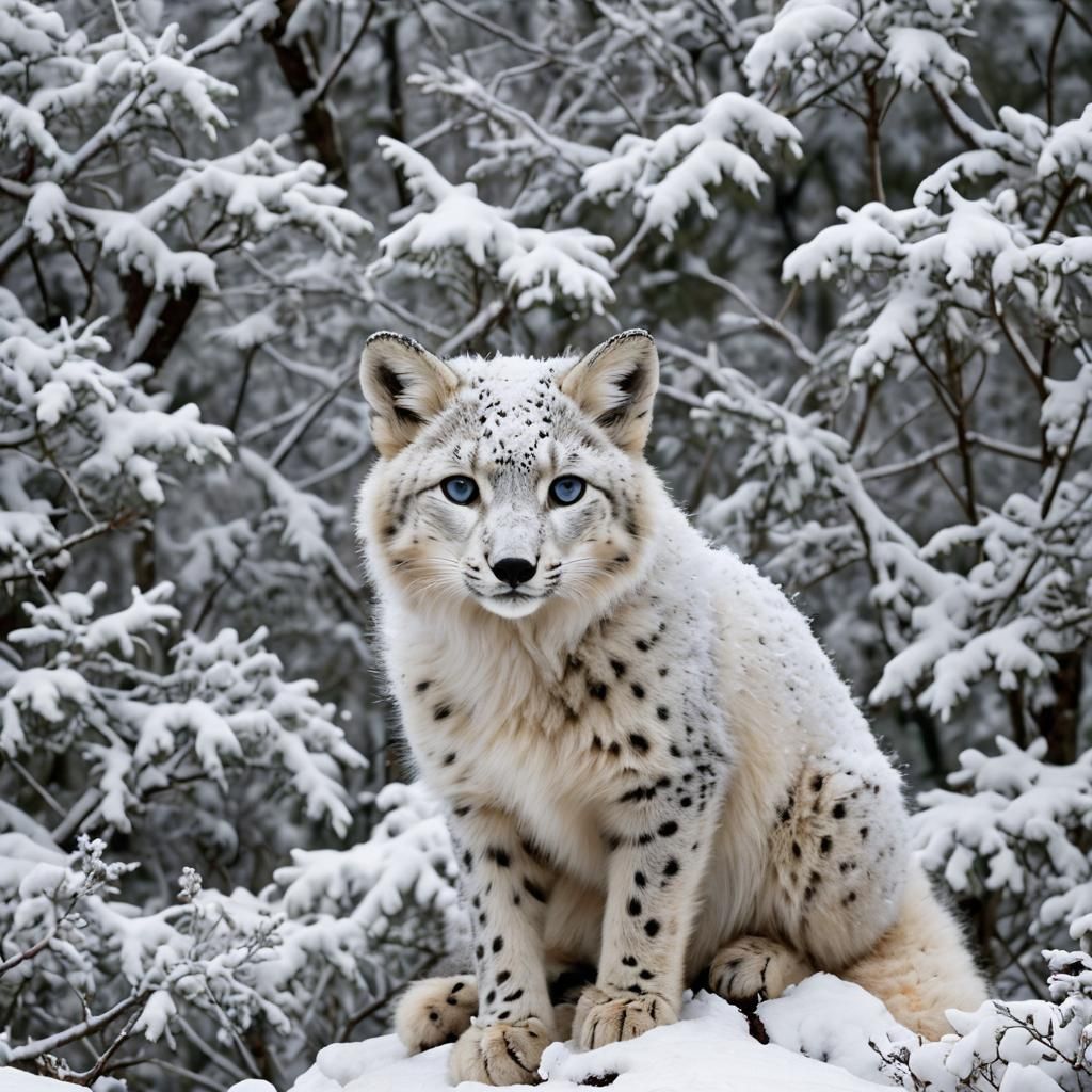White Fox and Snow Leopard Hybrid