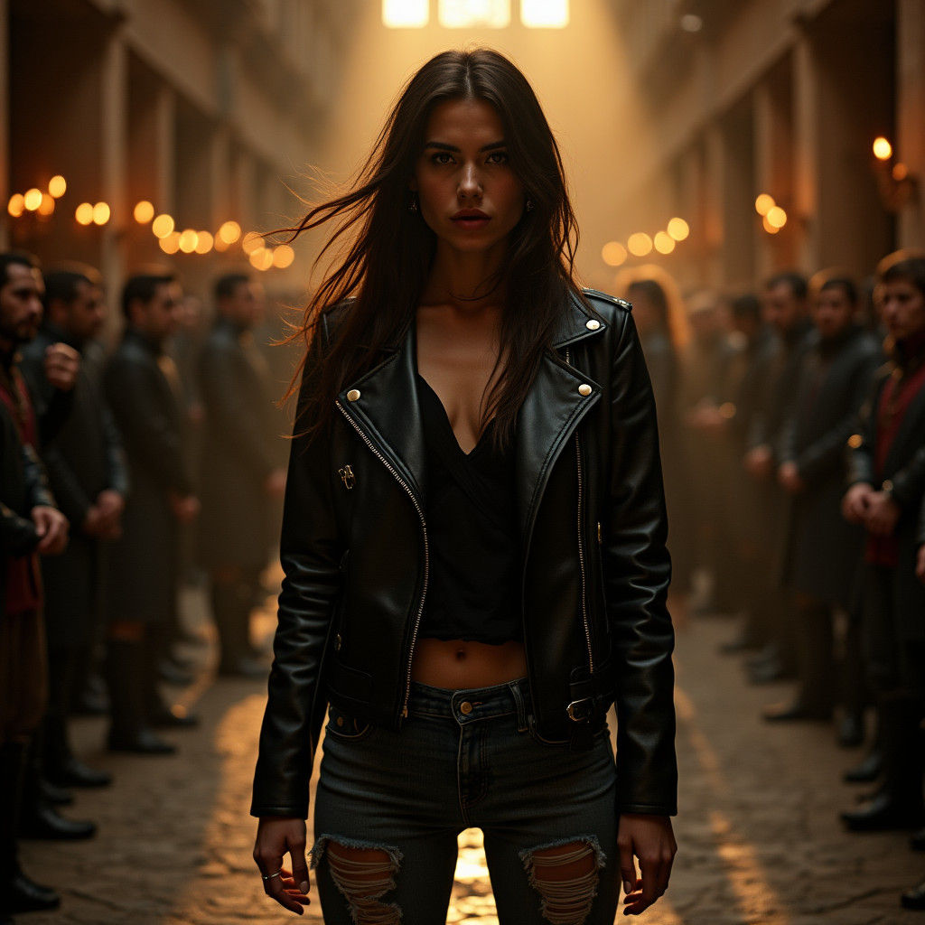 Biker in Renaissance Scene Inspired by Beccafumi