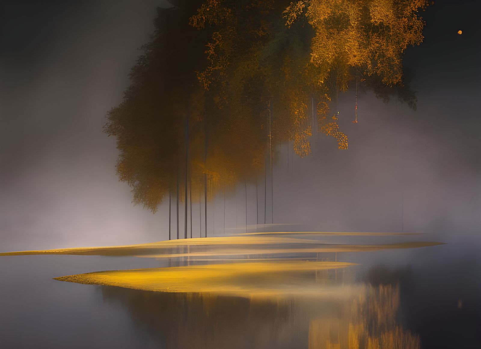 Golden Abstract Cycles: Detailed Matte Painting