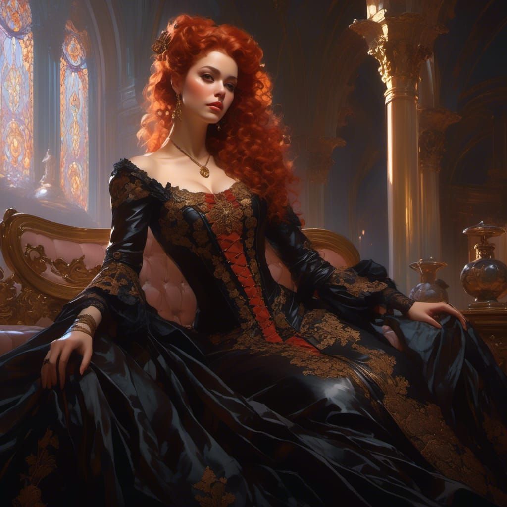 Rococo Lady in Leather and Lace Portrait