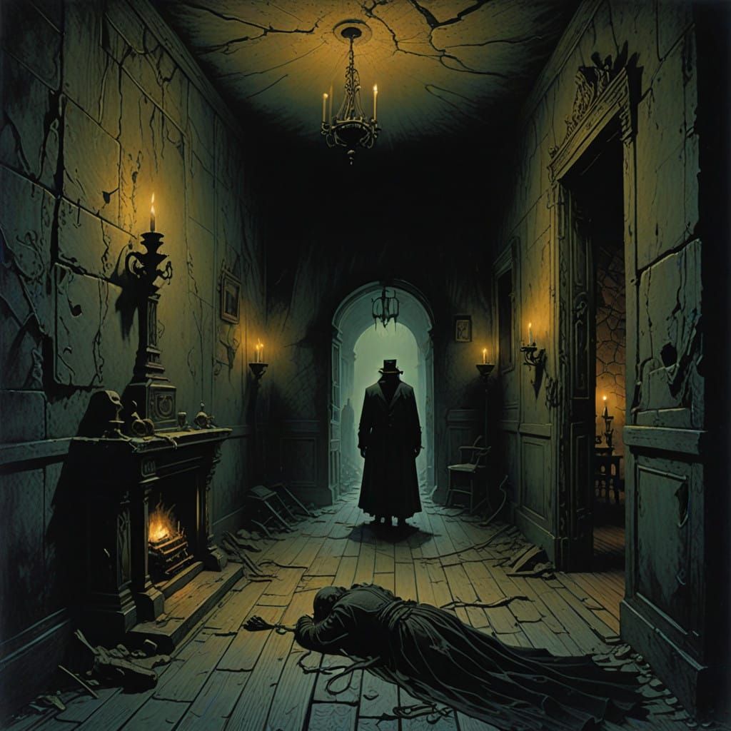 Tormented Soul in a Haunting Gothic Chamber