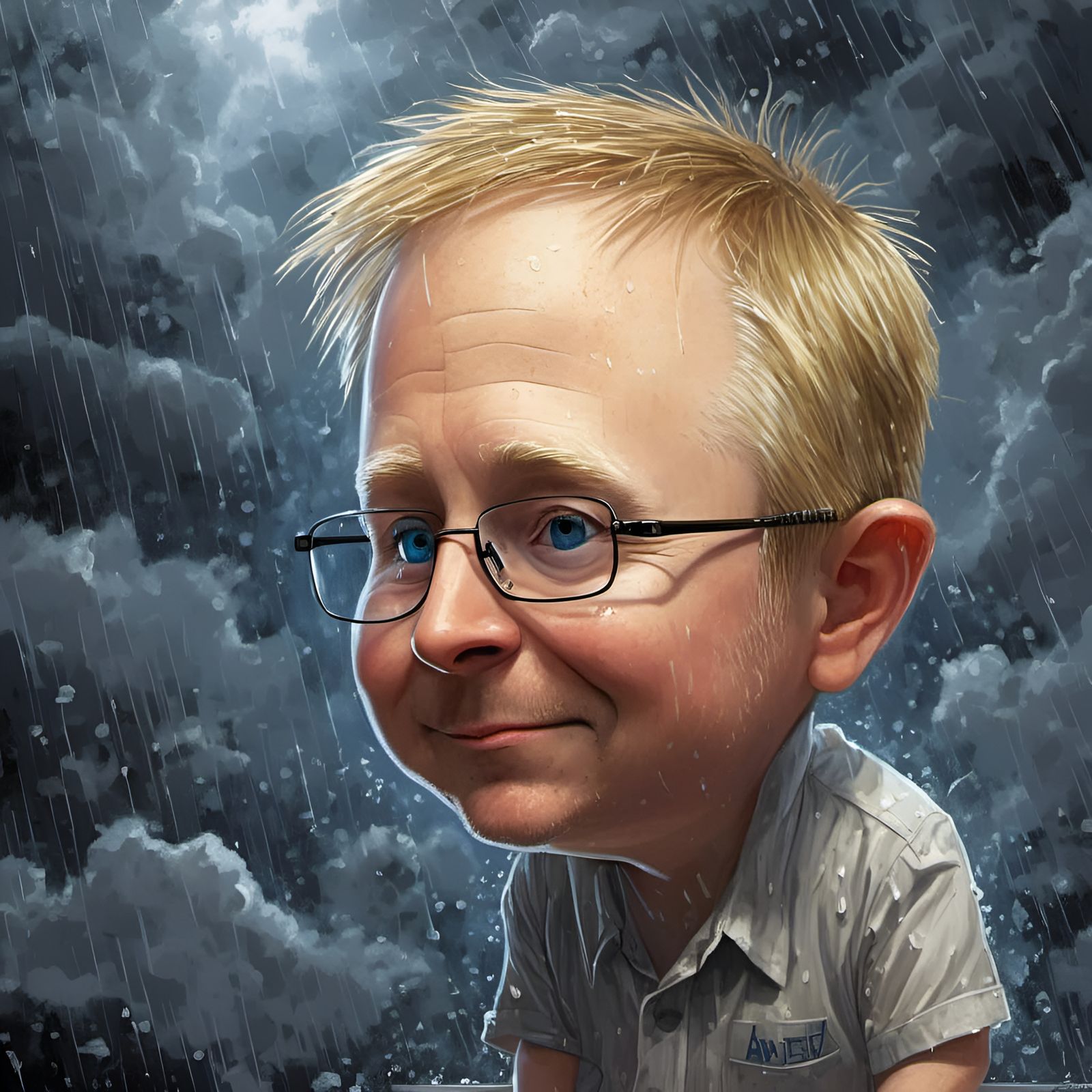Adorable Chibi in Stormy Weather, Detailed Digital Art