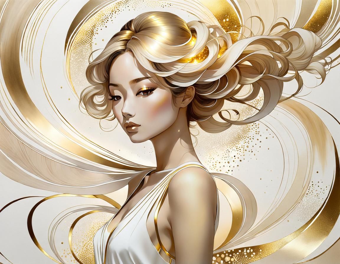 Girl in Golden Light: Abstract Alcohol Ink Art