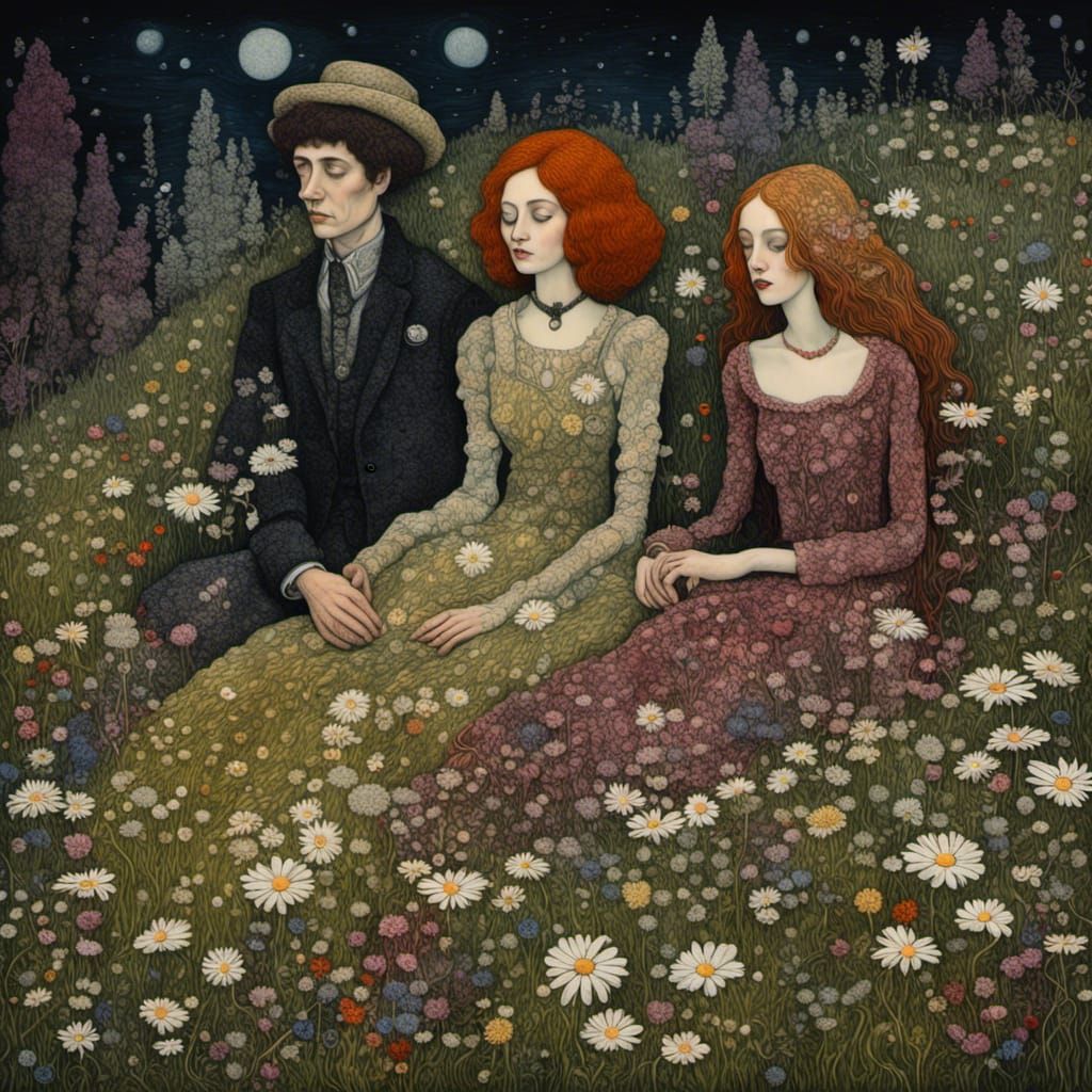 Picnic in the Style of Klimt With Daisies